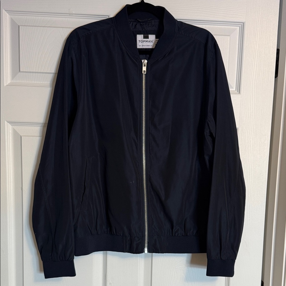 Topman Men's Dark Navy Bomber Jacket